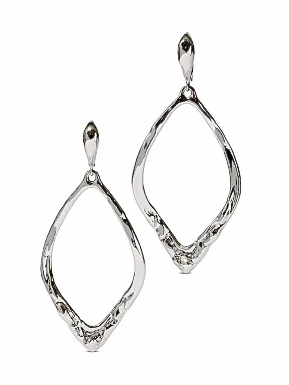 Alexis Bittar Brut Silver Open Oval Leverback Earrings